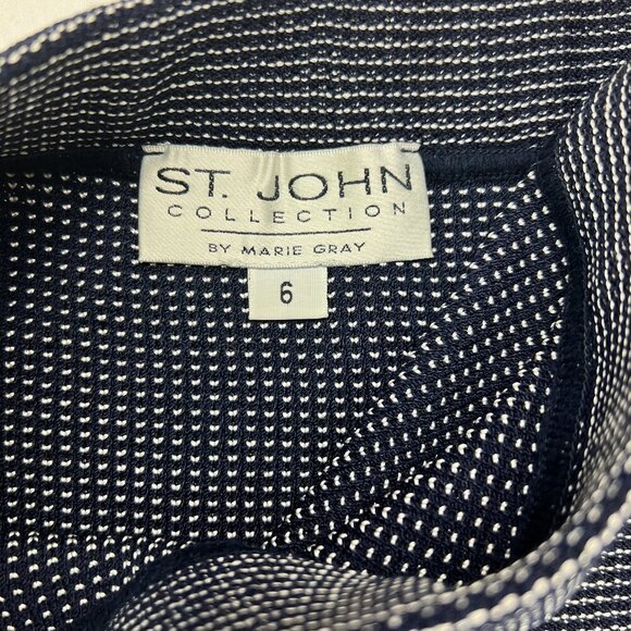 Vintage St. John Collection Suit Blue/White Long Sleeve Top & Skirt Size 4 & 6 - Picture 13 of 16